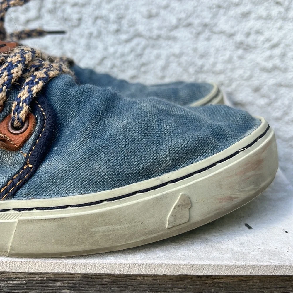 Men's Casual Blue Canvas Yasuragi Low-Top Sneakers (RARE)